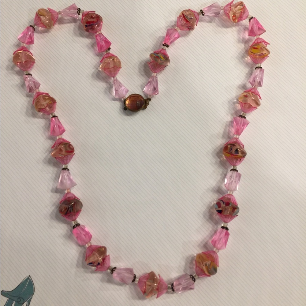 Vintage West German Glass & Lucite Bead Necklace
